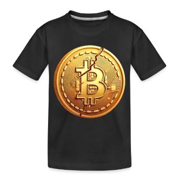 Cracked Bitcoin Coin Design - Kids' Premium Organic T-Shirt - black - Front