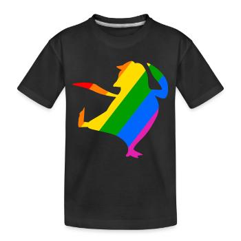 Regenbogen Pinguin macht Karate - Kinder Premium Bio T-Shirt - Schwarz - Vorne