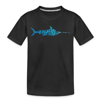 Schwertfisch Kritzelei Farben Marlin Fisch - Kinder Premium Bio T-Shirt - Schwarz - Vorne