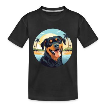 Rottweiler Hund am Strand - Kinder Premium Bio T-Shirt - Schwarz - Vorne