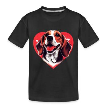 happy Beagle Dog mit Herz - Kinder Premium Bio T-Shirt - Schwarz - Vorne