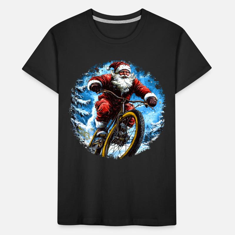 Weihnachtsmann Mountainbiker Kinder Premium Bio T-Shirt