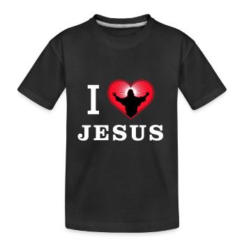 Ich liebe Jesus Christus - Kinder Premium Bio T-Shirt - Schwarz - Vorne
