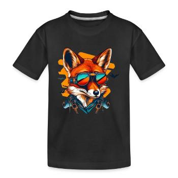 Renard avec lunettes d’aviateur - T-shirt bio Premium Enfant - noir - Devant