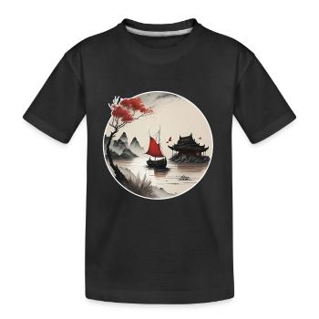 Paysage asiatique - T-shirt bio Premium Enfant - noir - Devant