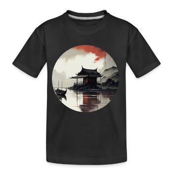 Paysage asiatique - T-shirt bio Premium Enfant - noir - Devant