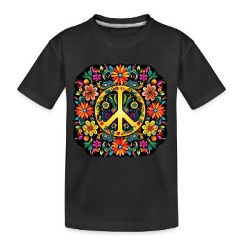 Flower Power Mandala - T-shirt bio Premium Enfant - noir - Devant