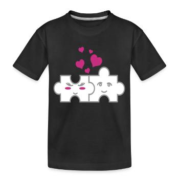 Puzzle-Paar - Kinder Premium Bio T-Shirt - Schwarz - Vorne