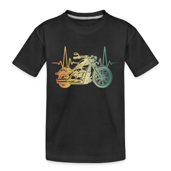 Herzschlag Motorrad Chopper - Kinder Premium Bio T-Shirt - Schwarz - Vorne