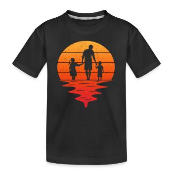 Father and daughter - father and son, father son and daughter - Kids' Premium Organic T-Shirt - black - Front