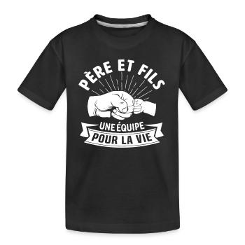 Père et fils une équipe pour la vie - T-shirt bio Premium Enfant - noir - Devant