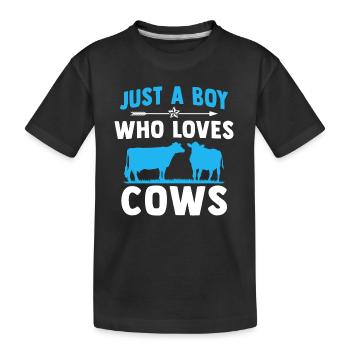 juste un garçon qui aime les vaches cadeau pour les amoureux des vaches - T-shirt bio Premium Enfant - noir - Devant