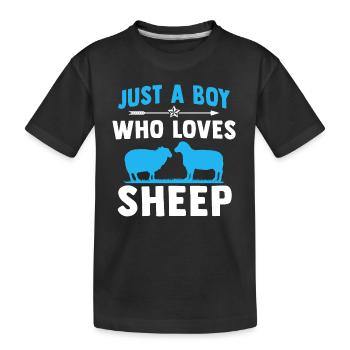 Just a boy who loves sheep - Kids' Premium Organic T-Shirt - black - Front