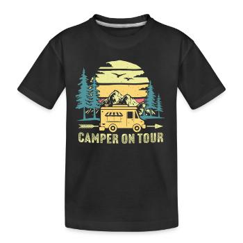 Camper on Tour Camper Camping T-shirt - Kids' Premium Organic T-Shirt - black - Front