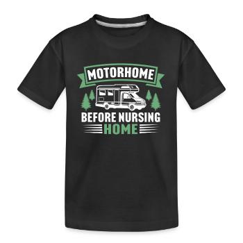 Camping-car avant le camping-car en maison de retraite - T-shirt bio Premium Enfant - noir - Devant