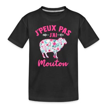 J'peux pas j'ai moutom t-shirt humour moutons - T-shirt bio Premium Enfant - noir - Devant