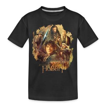 Der Hobbit Charaktere Um Bilbo Beutlin Mit Stich - Kinder Premium Bio T-Shirt - Schwarz - Vorne