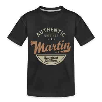 Martin Geschenk T-Shirt personalisierter Name Martin - Kinder Premium Bio T-Shirt - Schwarz - Vorne