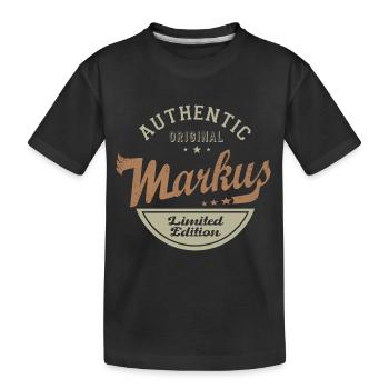Markus Geschenk T-Shirt personalisierter Name markus - Kinder Premium Bio T-Shirt - Schwarz - Vorne
