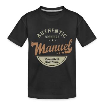 Geschenkhandbuch T-Shirt personalisierter Vorname Handbuch - Kinder Premium Bio T-Shirt - Schwarz - Vorne