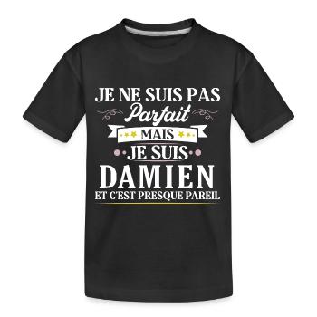 Personalized Gift Idea Name Damien Humour - Kids' Premium Organic T-Shirt - black - Front