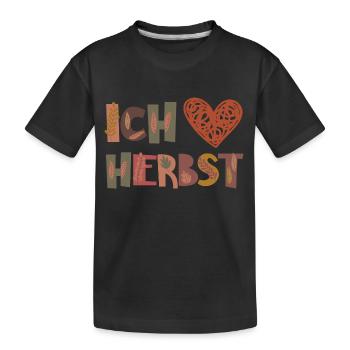 Love Liebe Herbst Dankbarkeit Blätter - Kinder Premium Bio T-Shirt - Schwarz - Vorne