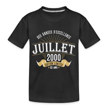 22 Ans Anniversaire Vintage Né(e) en Juillet 2000 - T-shirt bio Premium Enfant - noir - Devant