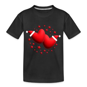 Weihnachtsherzen mit Sternen in Rot. - Kinder Premium Bio T-Shirt - Schwarz - Vorne