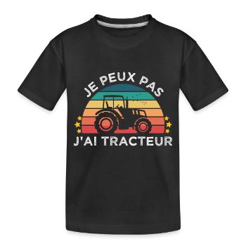 Je peux pas j' ai tracteur humour tracteur cadeau - T-shirt bio Premium Enfant - noir - Devant