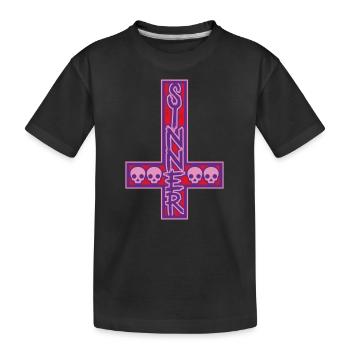 Sinner On Inverted Cross Pink & Purple - Kinder Premium Bio T-Shirt - Schwarz - Vorne