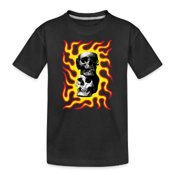 Schädel in Flammen aus der Hölle - Kinder Premium Bio T-Shirt - Schwarz - Vorne