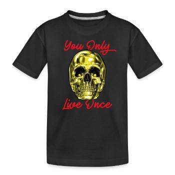 Crâne tu ne vis qu’une fois YOLO Gold - T-shirt bio Premium Enfant - noir - Devant