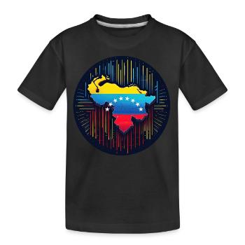 Carte du Venezuela au néon - T-shirt bio Premium Enfant - noir - Devant
