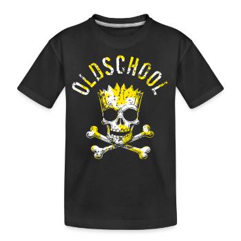 Oldschool Skull mit Krone - Kinder Premium Bio T-Shirt - Schwarz - Vorne