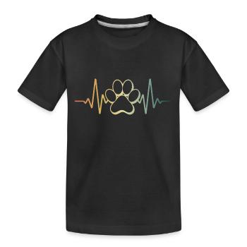 Herzschlag Hundepfote Hundeliebe - Kinder Premium Bio T-Shirt - Schwarz - Vorne