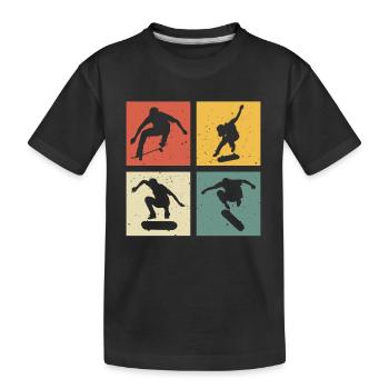 retro Skate Skater Geschenk Skateboard Skateboarder - Kinder Premium Bio T-Shirt - Schwarz - Vorne
