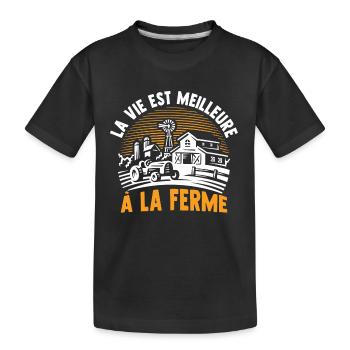 la vie est meilleure à la ferme - T-shirt bio Premium Enfant - noir - Devant