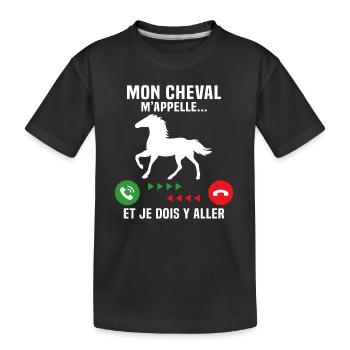 mon cheval m'appelle et je dois y aller - T-shirt bio Premium Enfant - noir - Devant