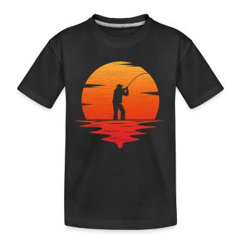 Retro Vintage Angeln T-Shirt Fischer Geschenk - Kinder Premium Bio T-Shirt - Schwarz - Vorne