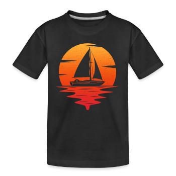 Retro Segelboot - Kinder Premium Bio T-Shirt - Schwarz - Vorne