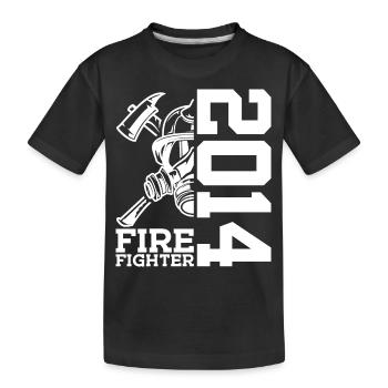 FIRE BRIGADE 12TH BIRTHDAY 2014 FIREFIGHTER - Kids' Premium Organic T-Shirt - black - Front
