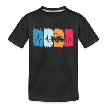 landwirt retro traktor herzschlag bauer trecker - Kinder Premium Bio T-Shirt - Schwarz - Vorne