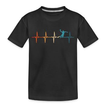 Vintage handball heartbeat handball player - Kids' Premium Organic T-Shirt - black - Front