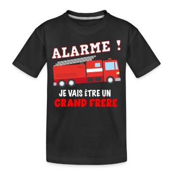 Petit pompier futur grand frère Cadeau Annonce - T-shirt bio Premium Enfant - noir - Devant