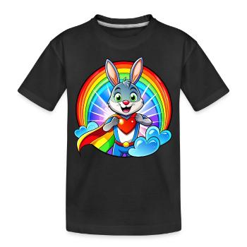 Superhelden Hase - Kinder Premium Bio T-Shirt - Schwarz - Vorne