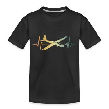 Herzschlag Segelflieger EKG Puls Segelfliegen - Kinder Premium Bio T-Shirt - Schwarz - Vorne