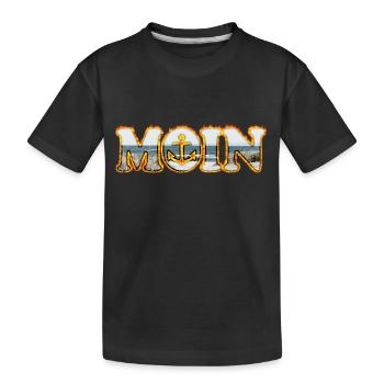Moin is what they say in northern Germany | Moin in Fire - Kids' Premium Organic T-Shirt - black - Front