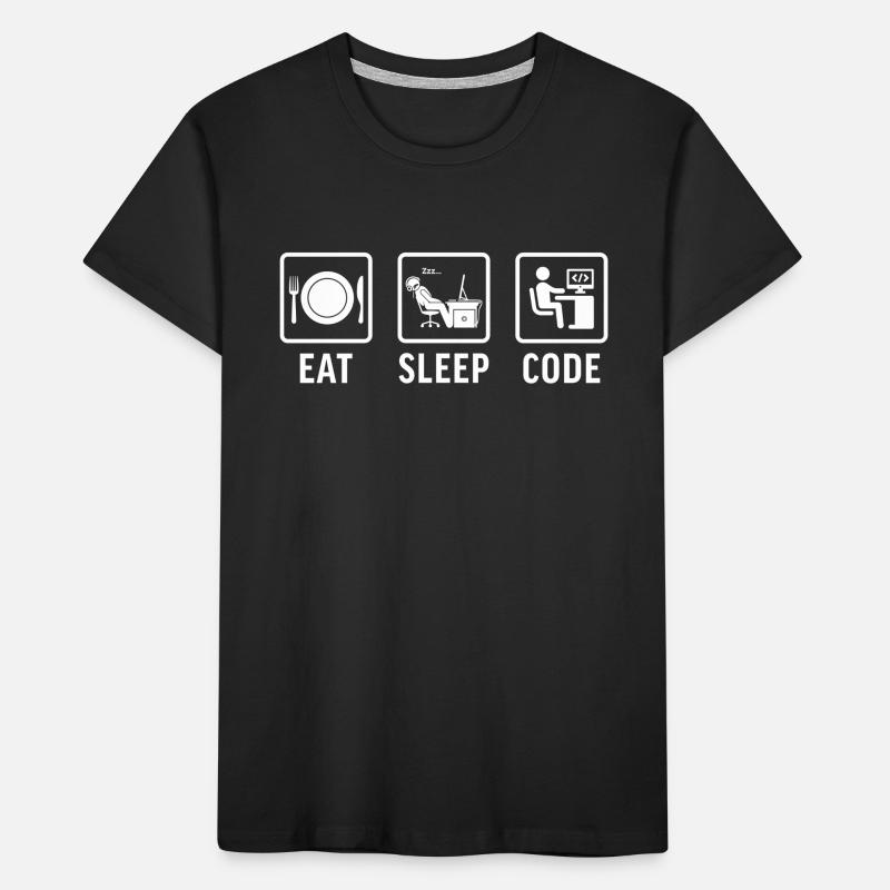 drôle de programmeur de t-shirt manger du code du sommeil T-shirt bio Premium Enfant