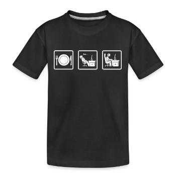 funny t-shirt eating sleep work job - Kids' Premium Organic T-Shirt - black - Front