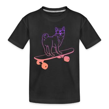 Skateboarder Skater Shiba Hund Skateboard - Kinder Premium Bio T-Shirt - Schwarz - Vorne